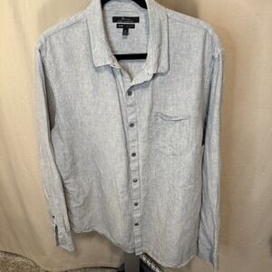 Marc Anthony Men's Luxury Slim‎ Fit Long Sleeve Shirt, Cotton/Linen, XL, Gray